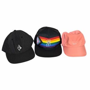 Nike Volcom Flexfit Pride Hat Bundle 3 Caps S-M Adjustable